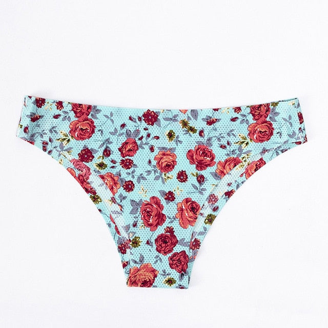 Floral print low-waist thong from The Clothing Company Sydney, breathable and seamless G-string underwear for women.