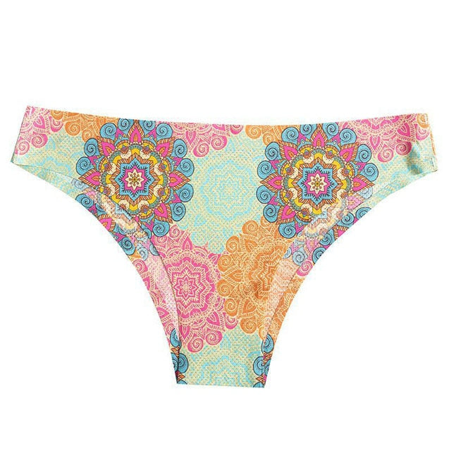 Floral print low-waist thong from The Clothing Company Sydney, breathable and seamless female G-string underwear.