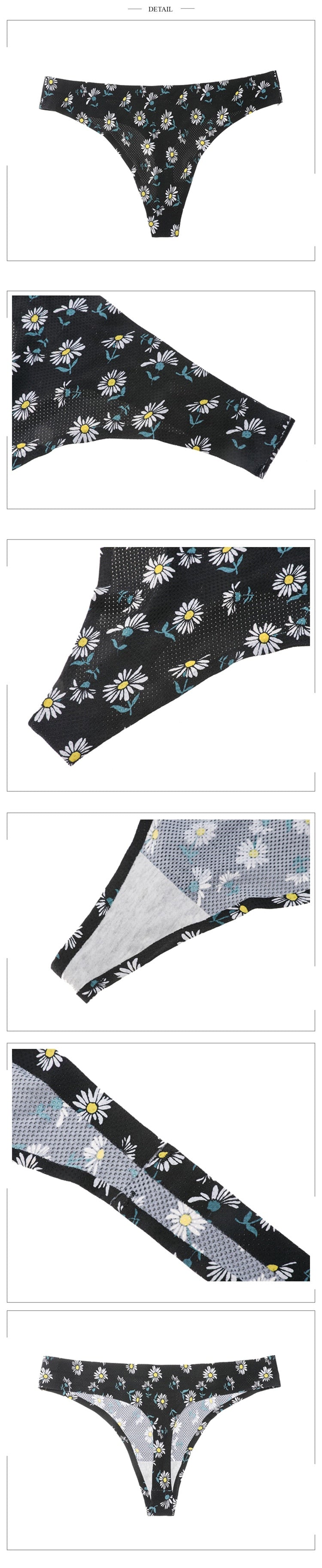 Floral print thong lingerie from The Clothing Company Sydney, breathable low-waist G-string underwear for women.