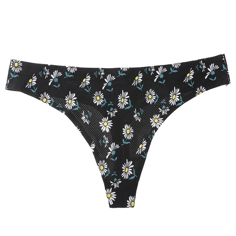 Three-pack floral print women's thong underwear by The Clothing Company Sydney, soft cotton low-waist seamless panties.