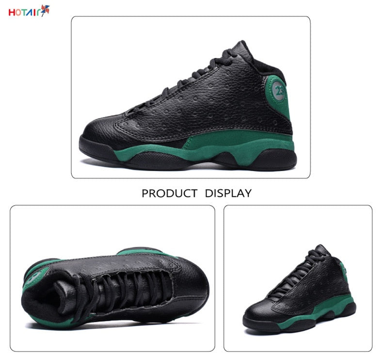 Children's boys and girls shockproof sport sneakers with non-slip soles, ideal for basketball and active play by The Clothing Company Sydney.