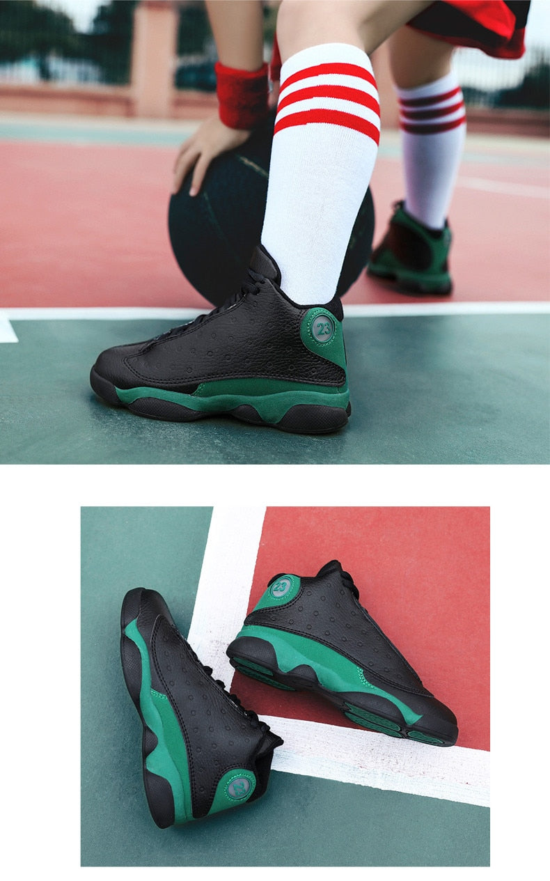Kids' shockproof boys and girls sport shoes with non-slip soles, ideal for basketball and active play, by The Clothing Company Sydney.