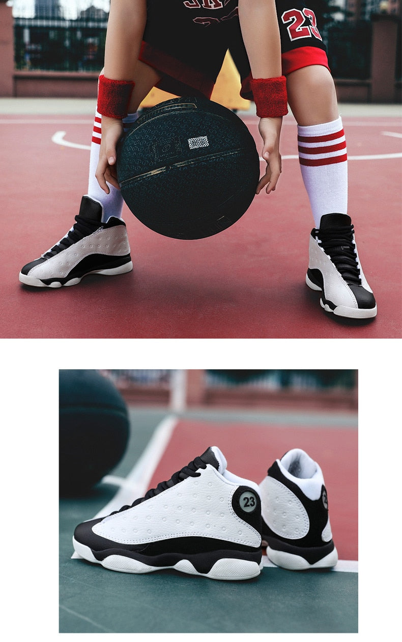Kids' basketball shoes by The Clothing Company Sydney, shockproof and non-slip sport sneakers for boys and girls.