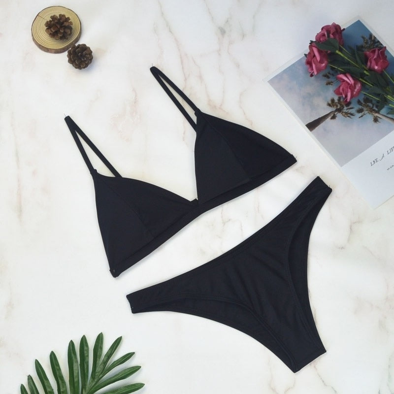 2 Piece Thong Swimwear Female Swimsuits Solid Bikini set Brazilian Bathing Suit Beachwear The Clothing Company Sydney
