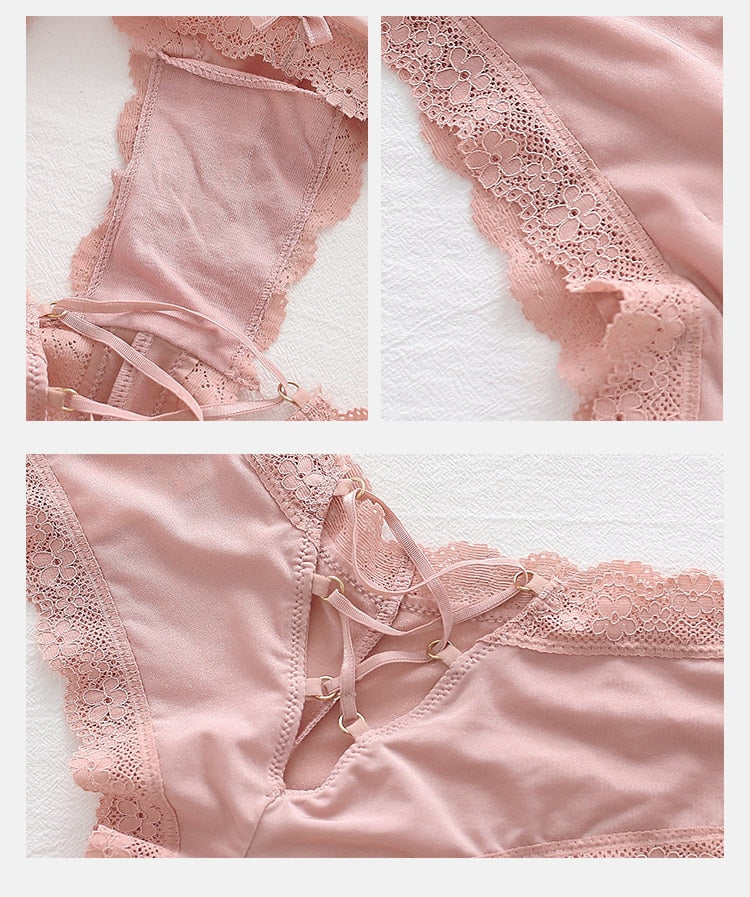 Satin lace women's underwear with back bandage design, seamless cotton briefs, soft high-rise crotch, by The Clothing Company Sydney.