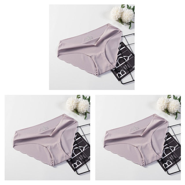 Three-pack of seamless solid color women's panties from The Clothing Company Sydney, comfortable sexy briefs underwear.