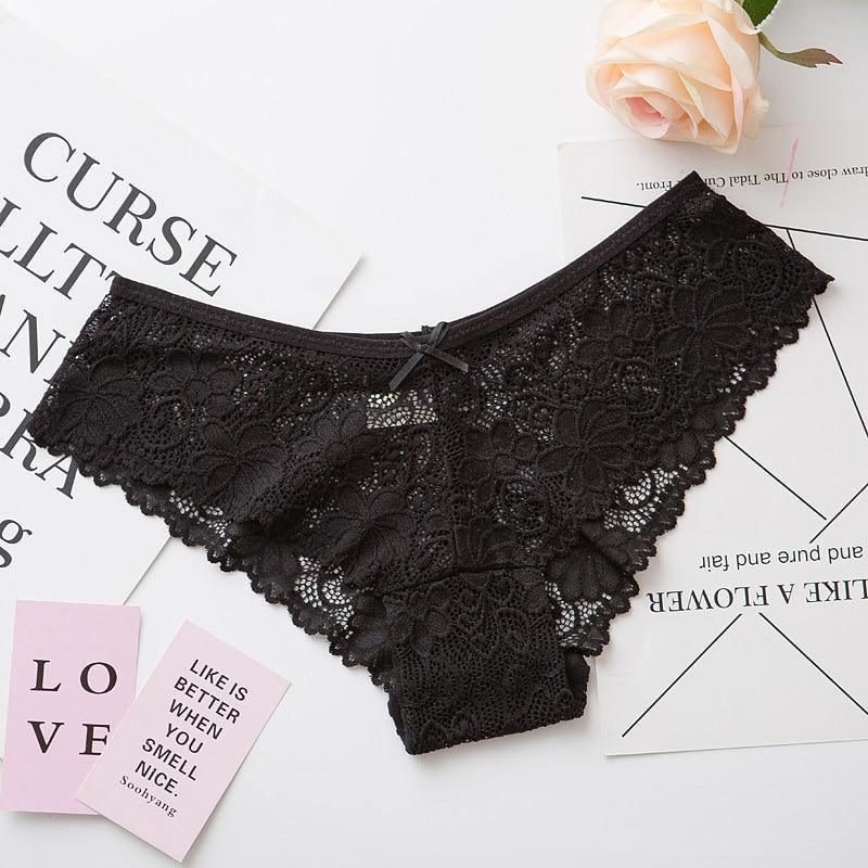 Two cotton lace panties from The Clothing Company Sydney, low waist lingerie briefs with cute, feminine design in a 2-pack.