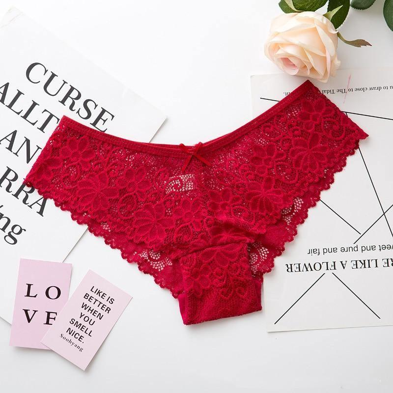 Two pairs of lace cotton lingerie briefs from The Clothing Company Sydney, low waist and cute underwear for women.