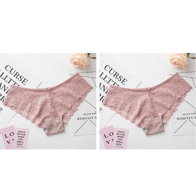 Two-pack lace cotton lingerie briefs with low waist design, cute and comfortable underwear from The Clothing Company Sydney.