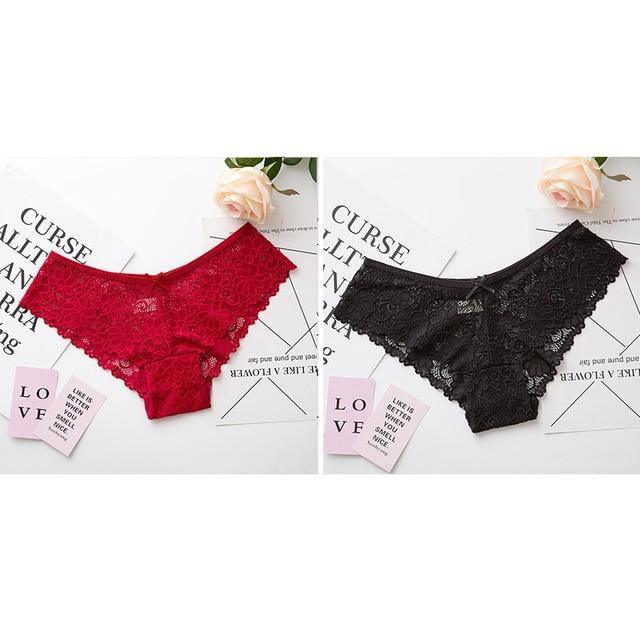 Two pack of lace cotton lingerie briefs from The Clothing Company Sydney featuring low waist, cute and comfortable underwear.
