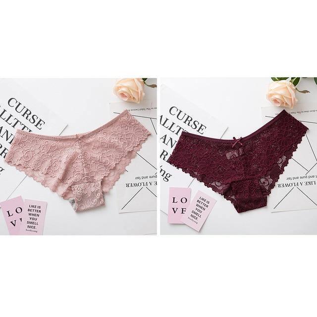 Two-pack of lace cotton lingerie briefs from The Clothing Company Sydney, low waist and cute underwear for women.