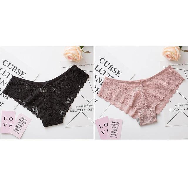 Two cotton lace panties from The Clothing Company Sydney, low waist lingerie briefs with cute, delicate lace details.