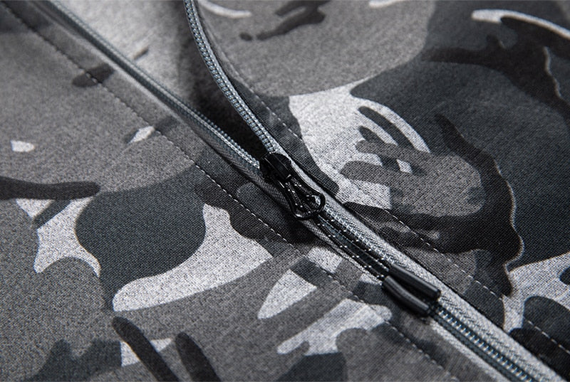 Camouflage men's sweatshirt and pants set with hood, from The Clothing Company Sydney, featuring a camo design and casual fit.