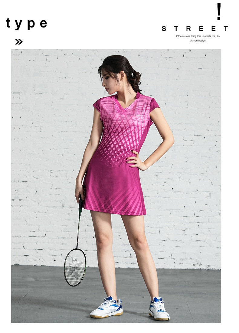 Two-piece women's sports dress with inner shorts, ideal for tennis, badminton, and running, by The Clothing Company Sydney.