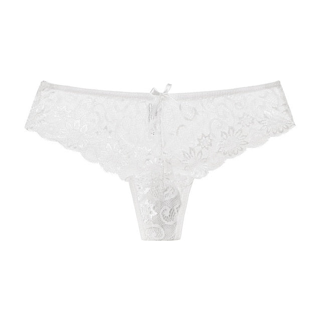 Seamless women's lace thong underwear with low waist design from The Clothing Company Sydney, soft and comfortable G-string briefs