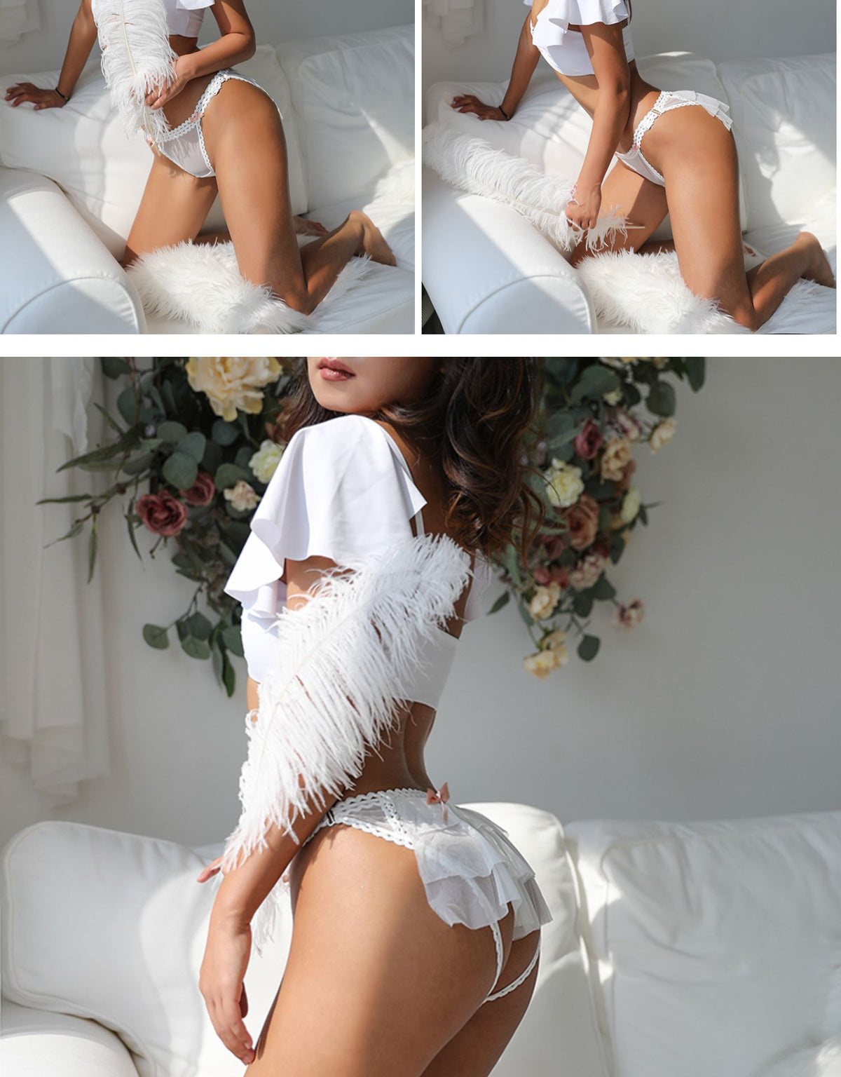Sexy lace mesh thong underwear from The Clothing Company Sydney featuring hollowed-out design and transparent, luxury lingerie style.