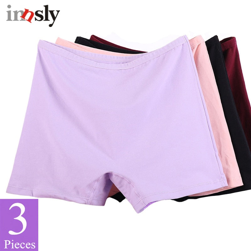 Three pairs of 6XL cotton women’s boyshorts underwear in large size, soft and comfortable safety short pants from The Clothing Company Sydney.