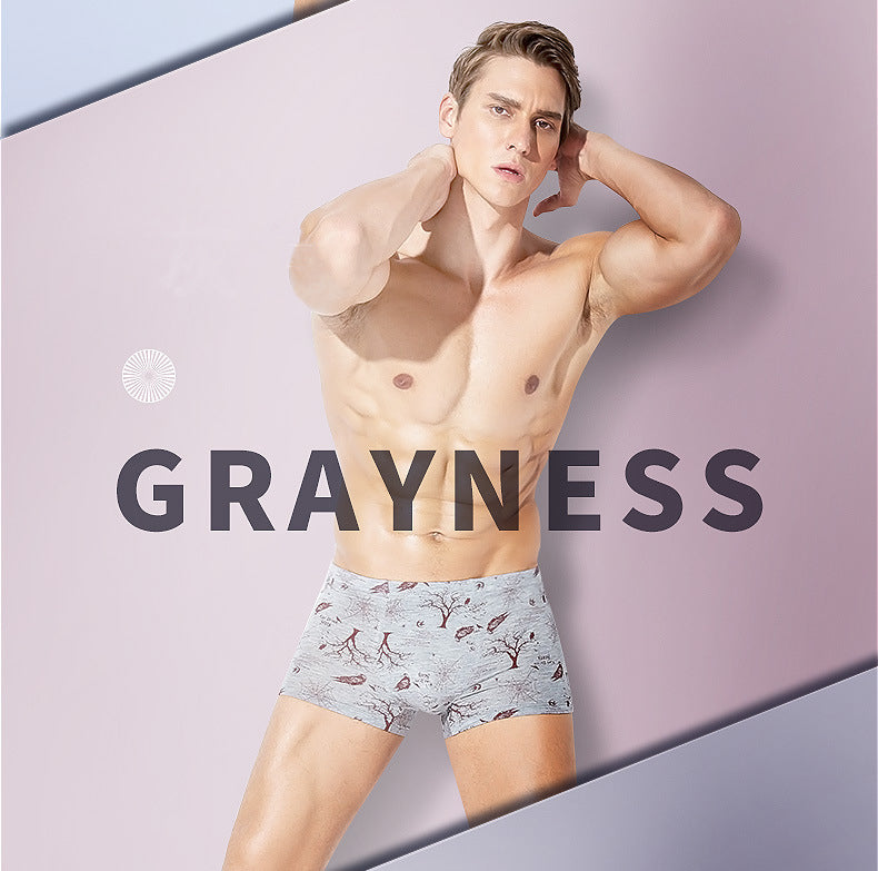 Four pairs of breathable men's boxer briefs with printed designs from The Clothing Company Sydney, featuring U convex style.