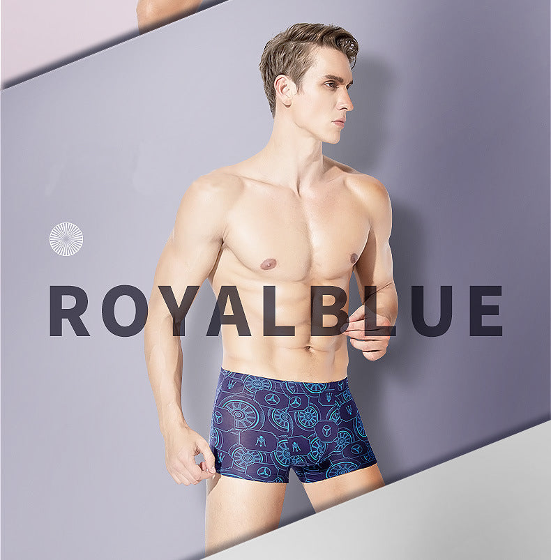 Four pairs of The Clothing Company Sydney men's boxer briefs with U convex design, printed, breathable, soft underpants and trunks.