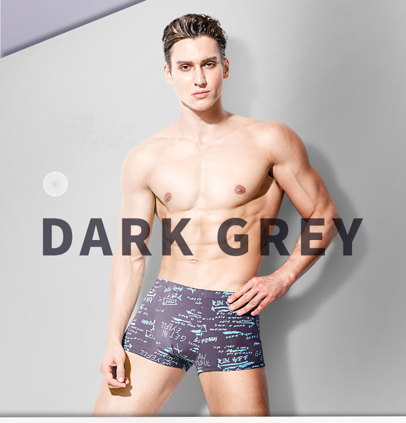 Four pairs of The Clothing Company Sydney men's boxer briefs with U convex design, printed patterns, soft breathable fabric.