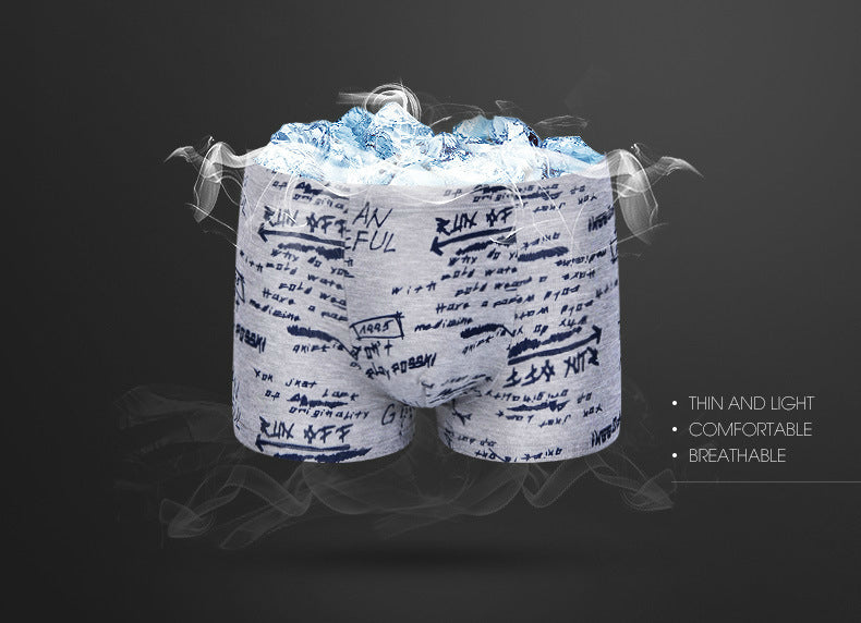 Four breathable men's boxer briefs by The Clothing Company Sydney, featuring colorful print and comfortable fit in a pack.