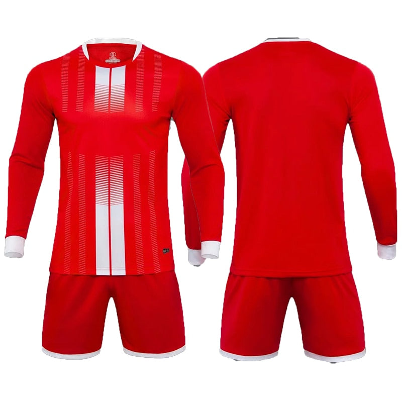 Adults and kids soccer football jersey and shorts uniform set by The Clothing Company Sydney, featuring team logo and sports design.