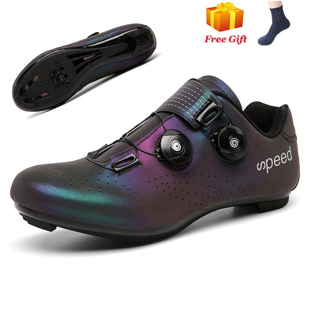 Athletic MTB cycling shoes for men and women by The Clothing Company Sydney, featuring self-locking straps and road bike style.