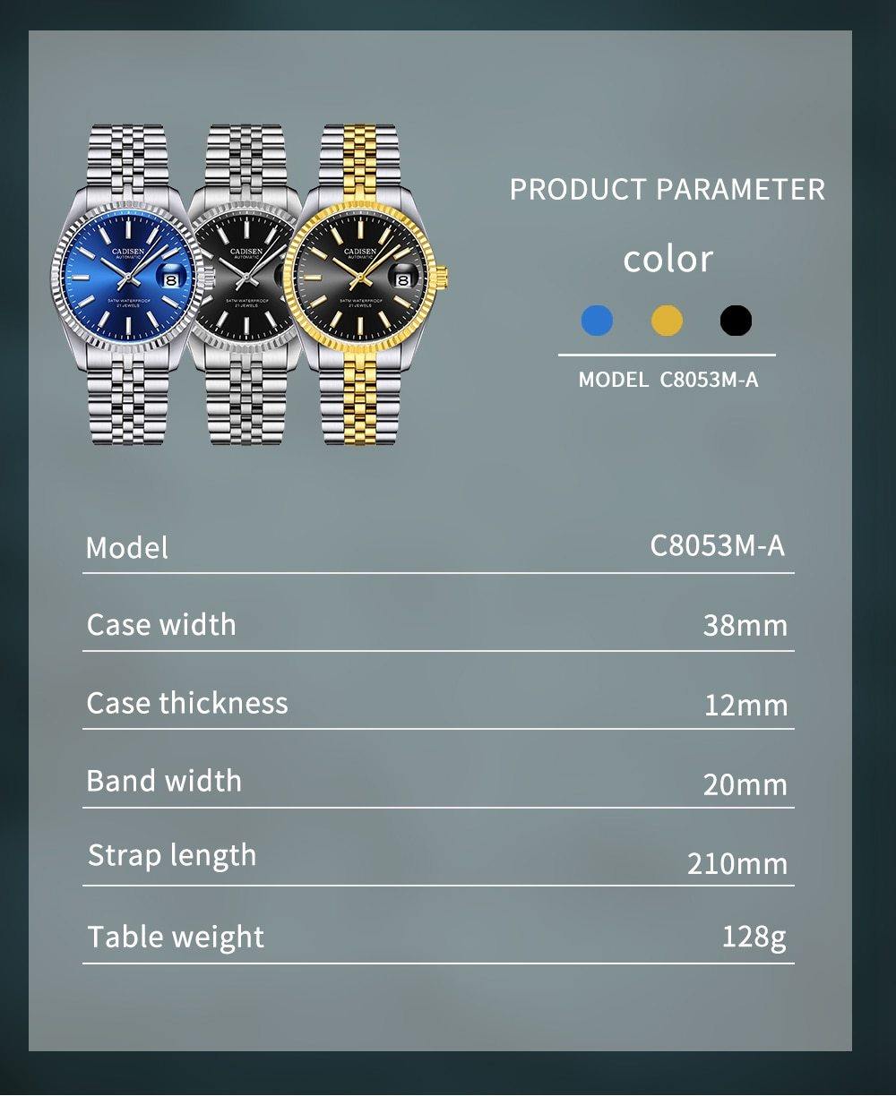 Luxury automatic men's watch with stainless steel case, waterproof design, and business sport style from The Clothing Company Sydney.