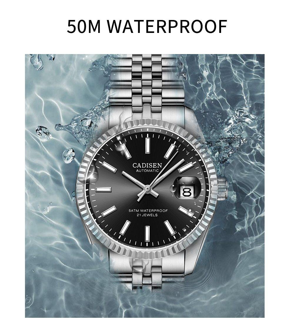 Luxury men's automatic stainless steel watch by The Clothing Company Sydney, featuring a waterproof, business and sport design.