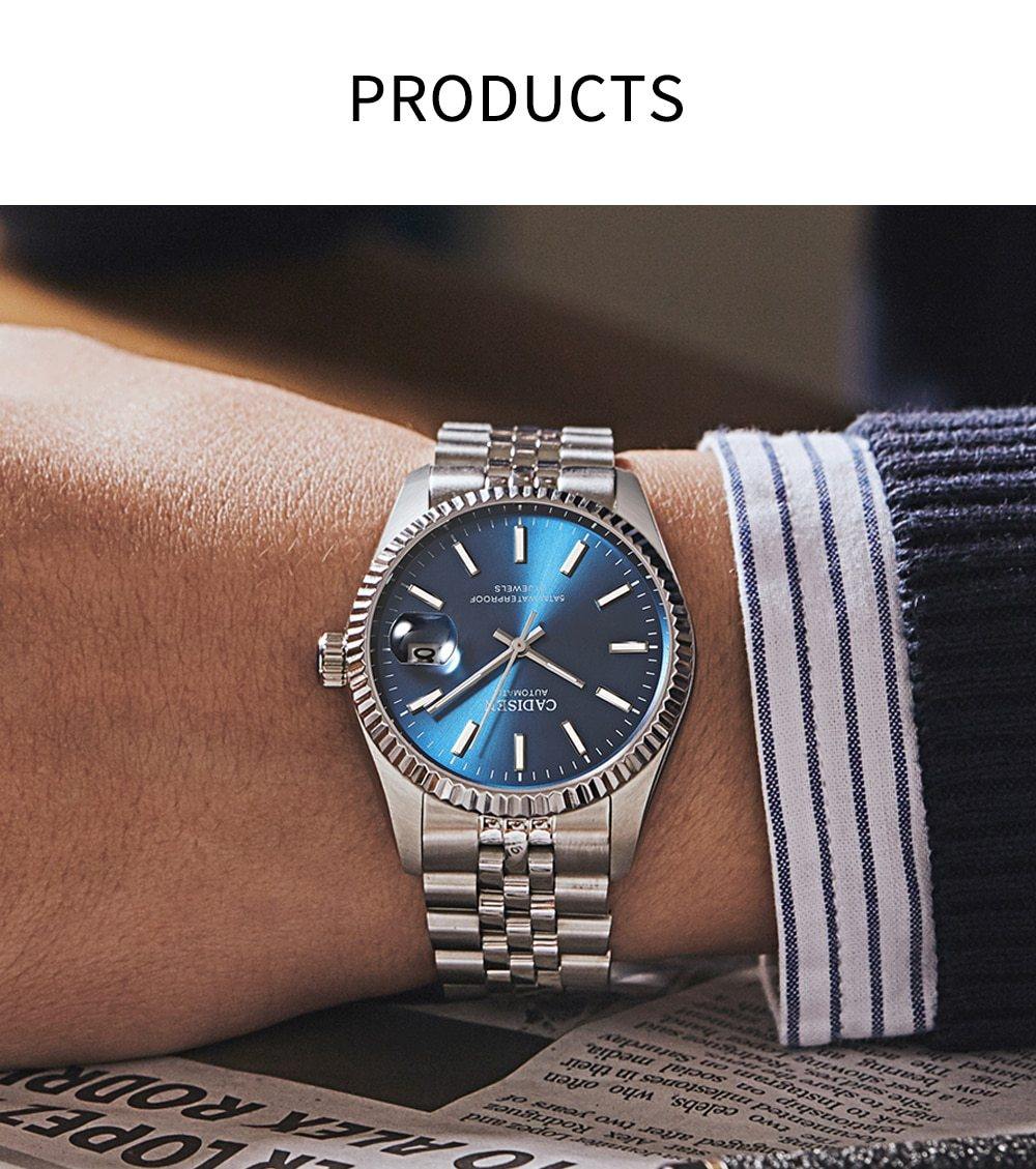 Luxury men's automatic stainless steel waterproof watch by The Clothing Company Sydney, featuring a sleek business and sport design.