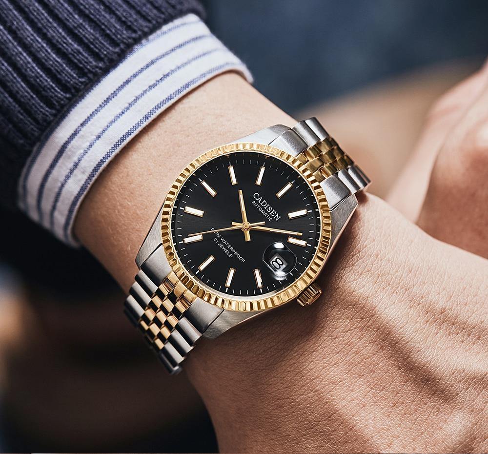 Luxury men's automatic stainless steel watch with waterproof design, suitable for business and sports, by The Clothing Company Sydney.