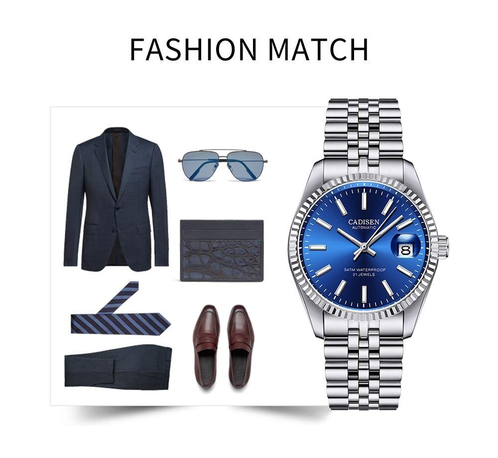 Luxury automatic men's stainless steel watch by The Clothing Company Sydney, featuring a waterproof business and sports design.