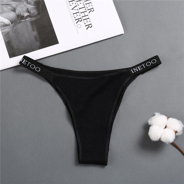 Women's cotton briefs by The Clothing Company Sydney featuring solid color, sexy thong style, breathable and comfortable underwear.