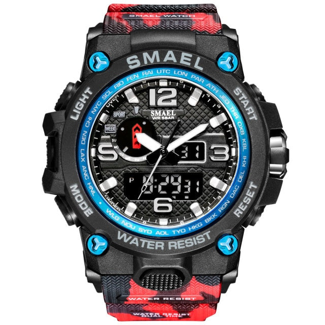 Water-resistant 50M men's wristwatch with dual display, quartz movement, military style, sport design from The Clothing Company Sydney