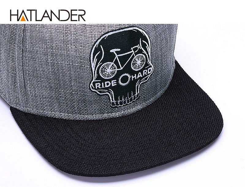 Blue baseball snapback cap with embroidered skull design, stylish hip hop accessory from The Clothing Company Sydney.