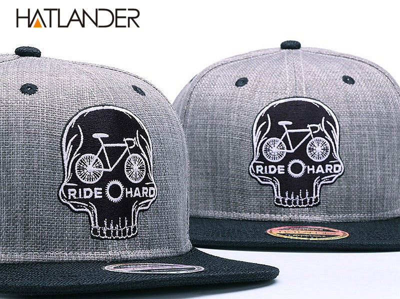 Black snapback cap with skull embroidery, stylish hip hop baseball hat from The Clothing Company Sydney.