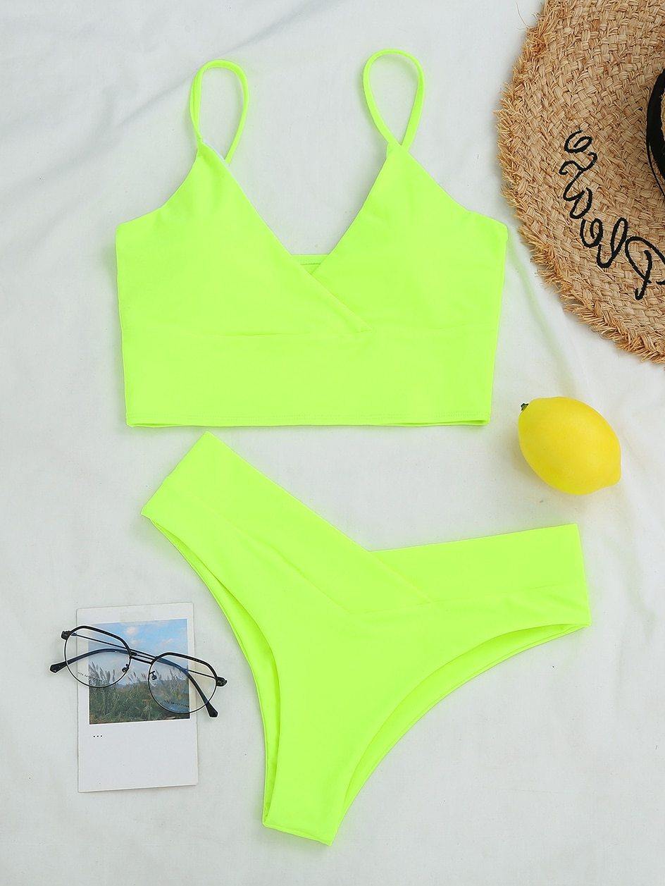 High waist thong bikini set from The Clothing Company Sydney, stylish high cut swimsuit for women, perfect for beach and pool.