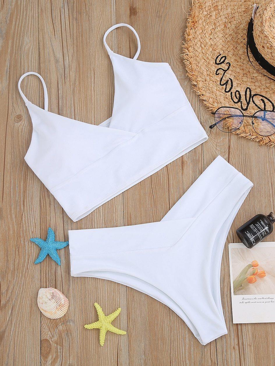 High waist swimsuit by The Clothing Company Sydney featuring a high cut thong bikini set for women, perfect for beachwear.
