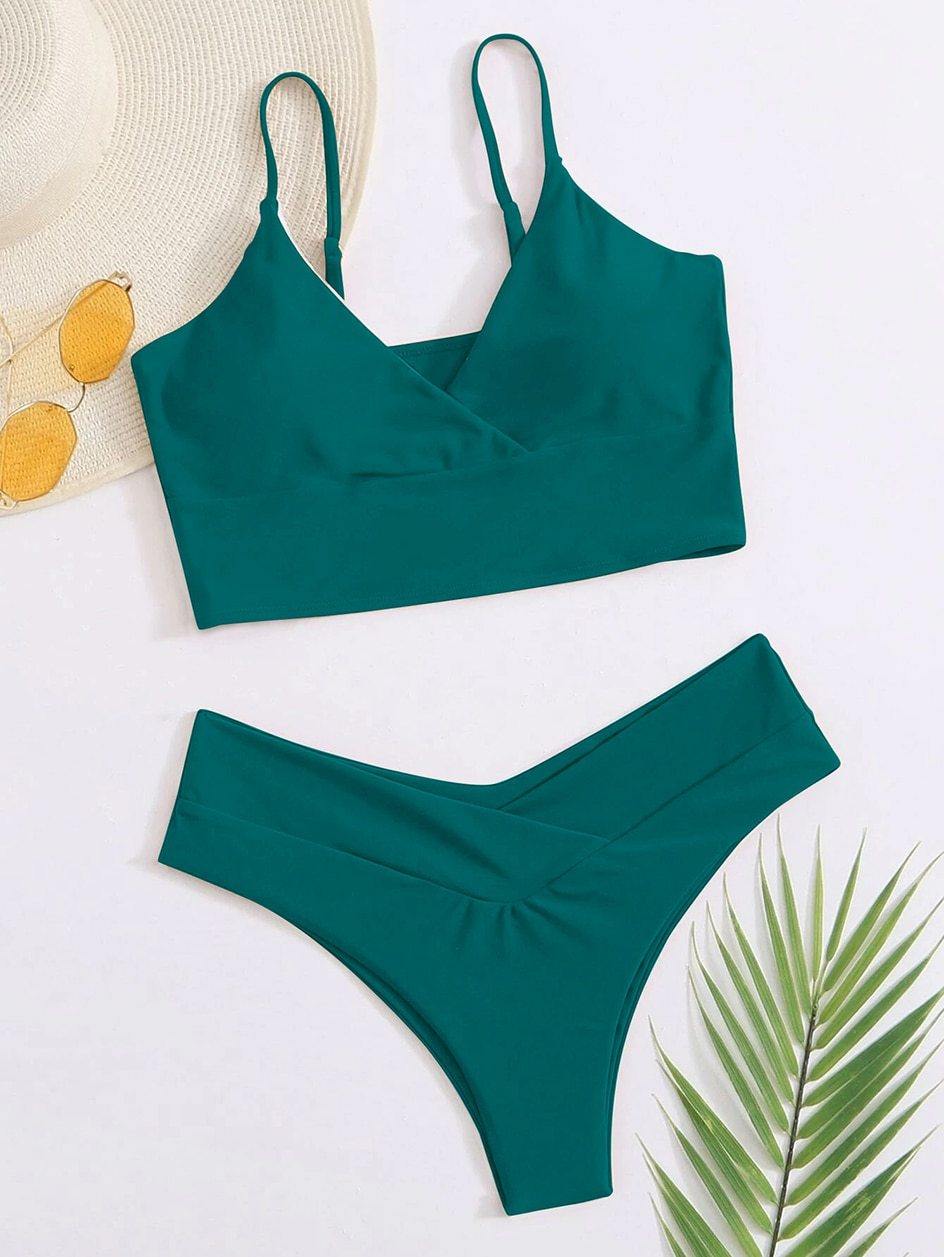 High waist swimwear bikini set by The Clothing Company Sydney, featuring a high cut thong style for women.