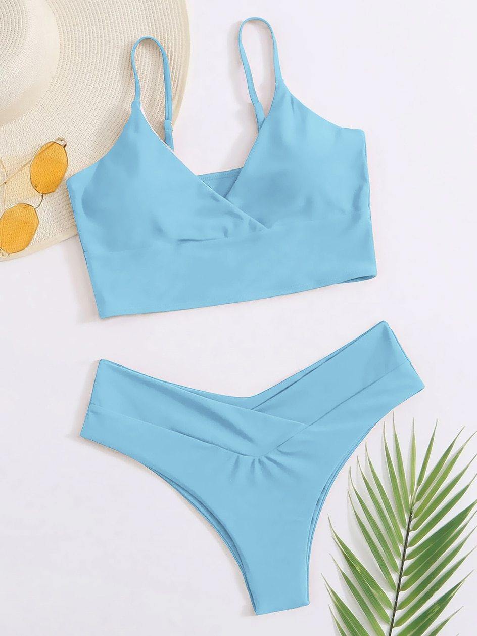 High waist thong bikini set from The Clothing Company Sydney featuring a high cut swimsuit for women.