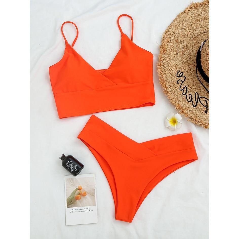 High waist thong bikini set by The Clothing Company Sydney featuring a high cut, stylish swimsuit for women.