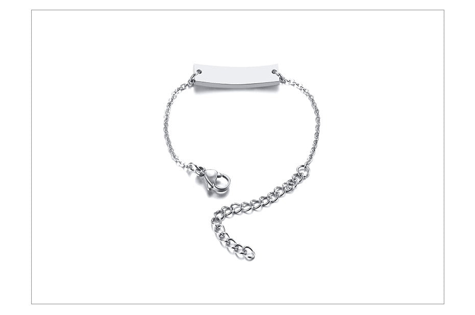 Gold tone stainless steel personalized baby name bracelet with adjustable fit, featuring custom engraved name by The Clothing Company Sydney