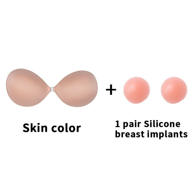 Seamless self-adhesive silicone push-up bra by The Clothing Company Sydney, backless, strapless, and front closure Underwear.