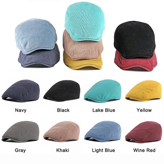 Spring Autumn Men Ladies Casual Fashion Women Beret Ivy Newsboy Solid Yellow Blue Peaked Flat Cap Duckbill Hat The Clothing Company Sydney