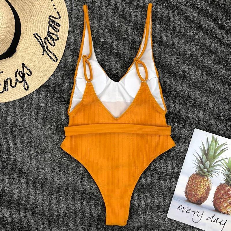 Sexy solid one-piece swimsuit for women by The Clothing Company Sydney, featuring a sleek and stylish monokini design.
