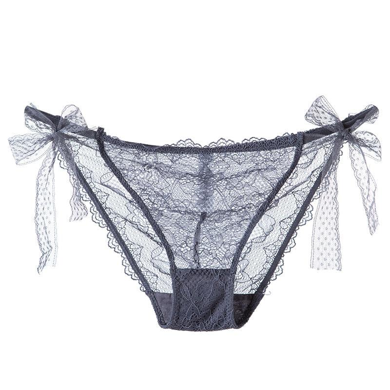 Two pairs of women lace lingerie from The Clothing Company Sydney, low-waist panties with transparent hollow-out design.