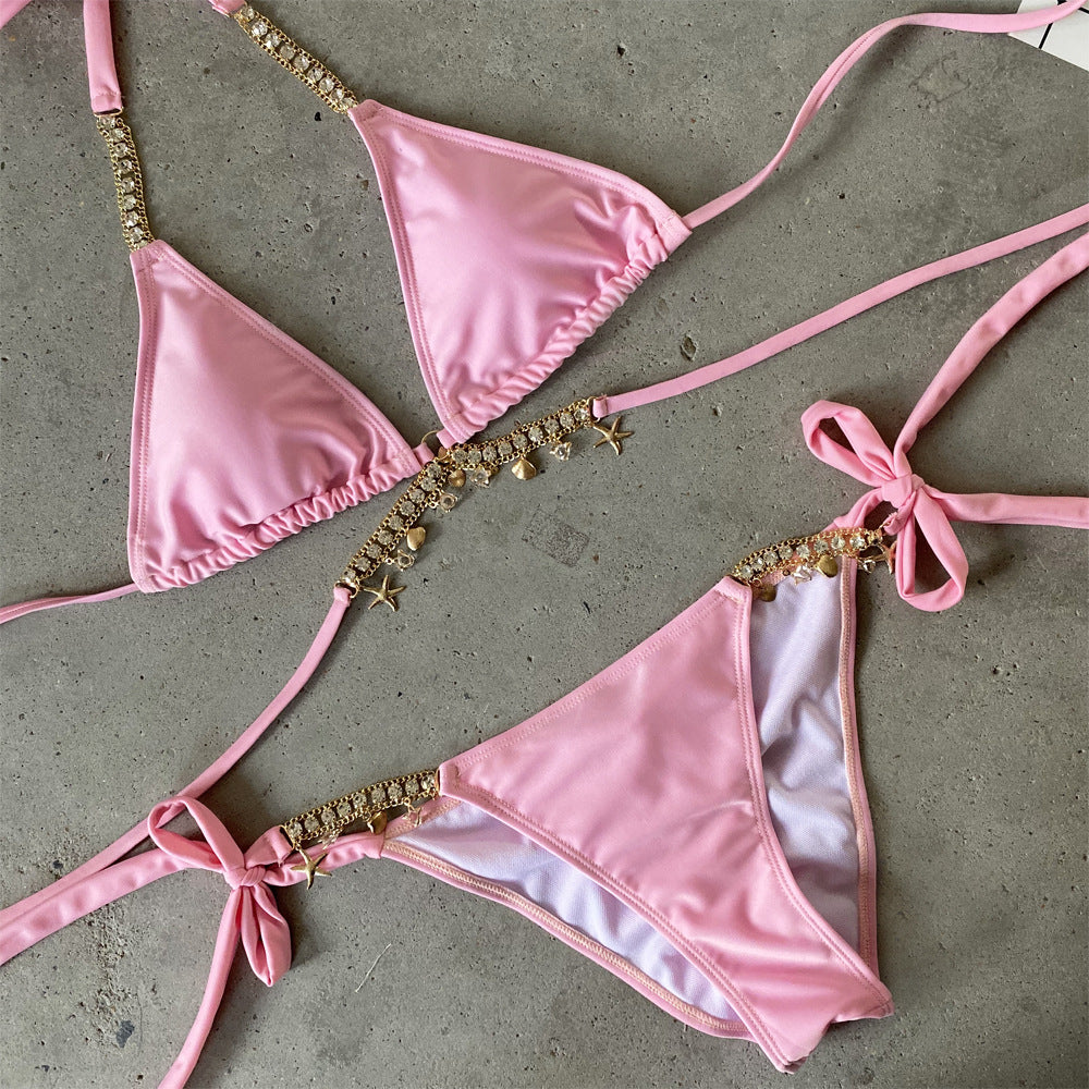 2 Piece Crystal Swimwear Metal Chain Swimsuit Bathing Suit Push Up Bikini The Clothing Company Sydney