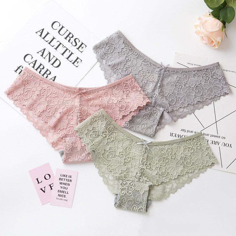 Two pack of The Clothing Company Sydney lace cotton low waist lingerie briefs with cute design and comfortable fit.