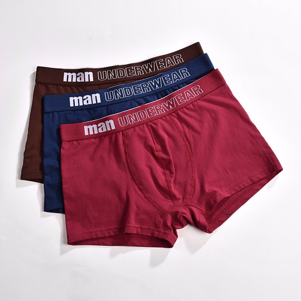 Four pairs of men's cotton boxer briefs from The Clothing Company Sydney, breathable and solid-colored with flexible fit.