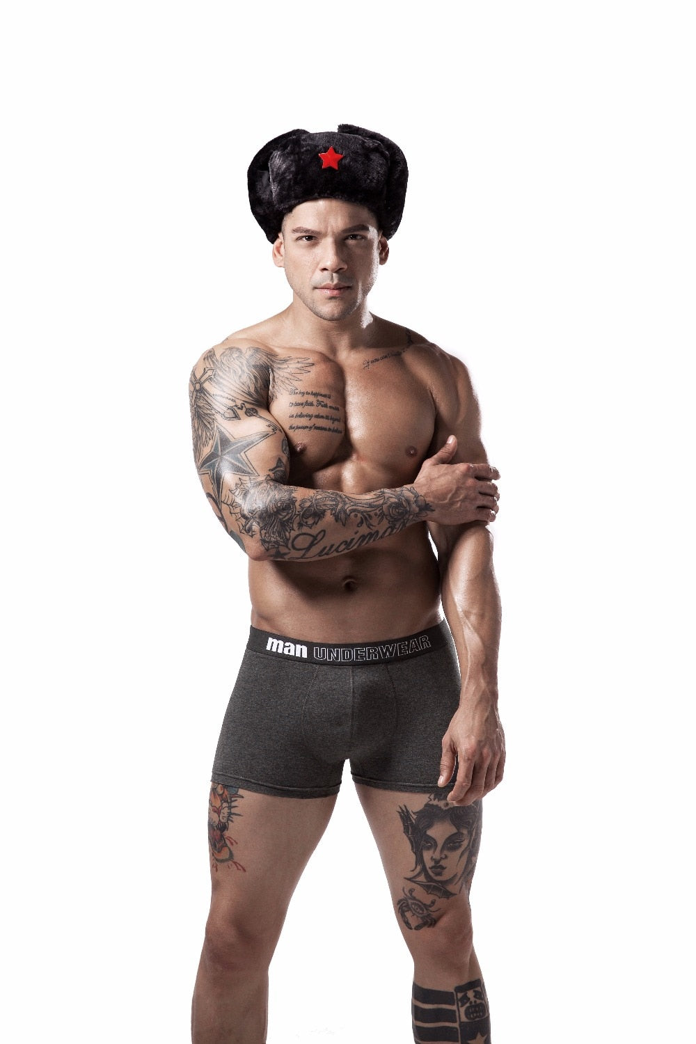 Pack of four men's cotton boxer briefs from The Clothing Company Sydney, showing breathable, solid-colored, flexible underpants for men.
